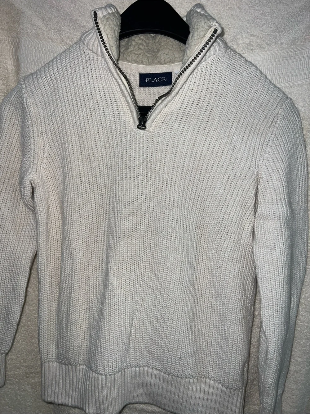 Children’s Place Kids Cream Zip-Neck Knit Sweater